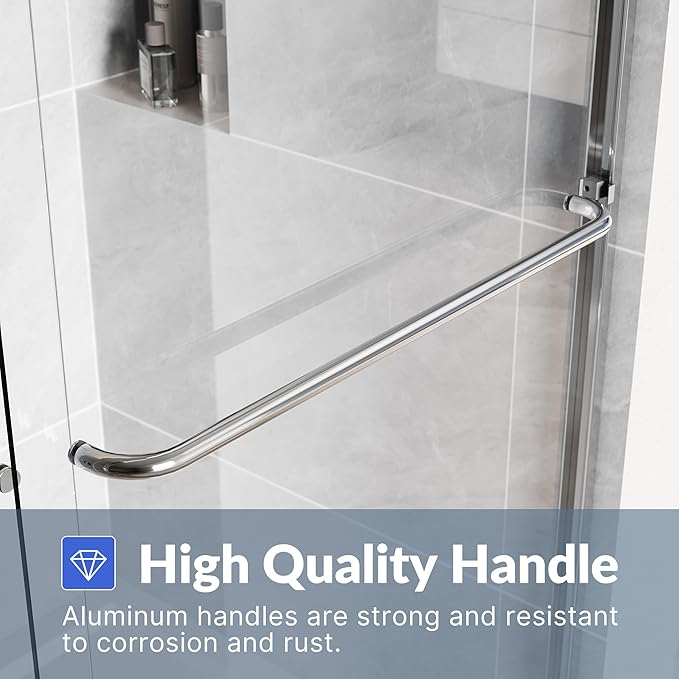 SUNNY SHOWER 60 in.W x 72 in.H Glass Shower Door, Semi Frameless Double Sliding Shower Door, 1/4" Clear Glass, Chrome Finish