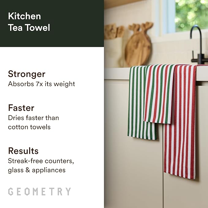 GEOMETRY Christmas Kitchen Towels - Quick Dry Microfiber Cloth Dish Towels for Kitchen Drying - Premium Quick Dry Towel 3-Pack Set - Jubilee Tea Towel