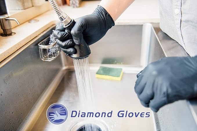 Black Advance Nitrile Examination Powder Free Gloves, Black, 6.3 mil, Heavy Duty, Medical Grade, 1000pcs/case, Case of 10 Boxes, 100/box by Diamond Gloves