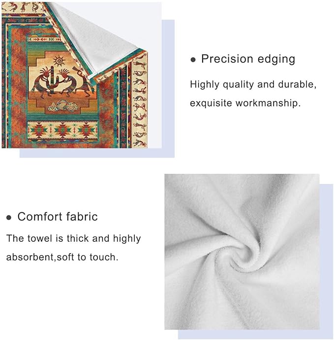 Kokopelli Bath Towels Set,Absorbent Soft 3 Piece Southwest Native American Ethnic Tribal Towels for Bathroom,1 Bath Towel 1 Hand Towel 1 Washcloth,Decoractive Guest Bathroom Towels,Brown