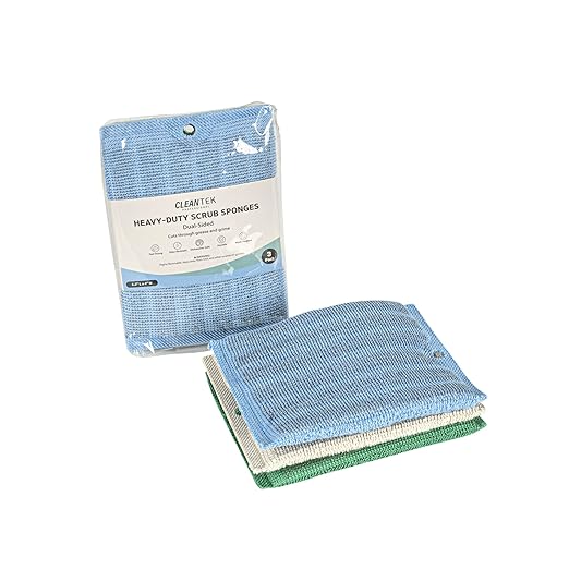 Restaurantware Scouring Pad 60 Count 5.5 x 3.9 Inches Plastic Steel Wool Sponge Metal Scrubber Durable Odor Free Scrubber Multi-Color Blue+Beige+Green Household Cleaning Sponge