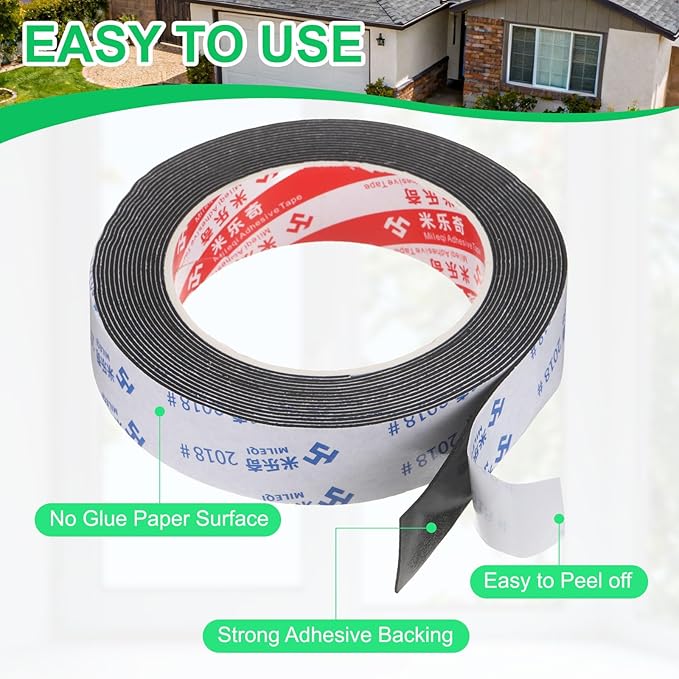 PATIKIL 3Roll Sponge Rubber Foam Tape, 63/64" W x 5/64" t x 16.4ft l Self-Adhesive Foam Insulation Tape Weather Stripping for Window Door Soundproofing Weatherstrip AC Seal Strip, Black