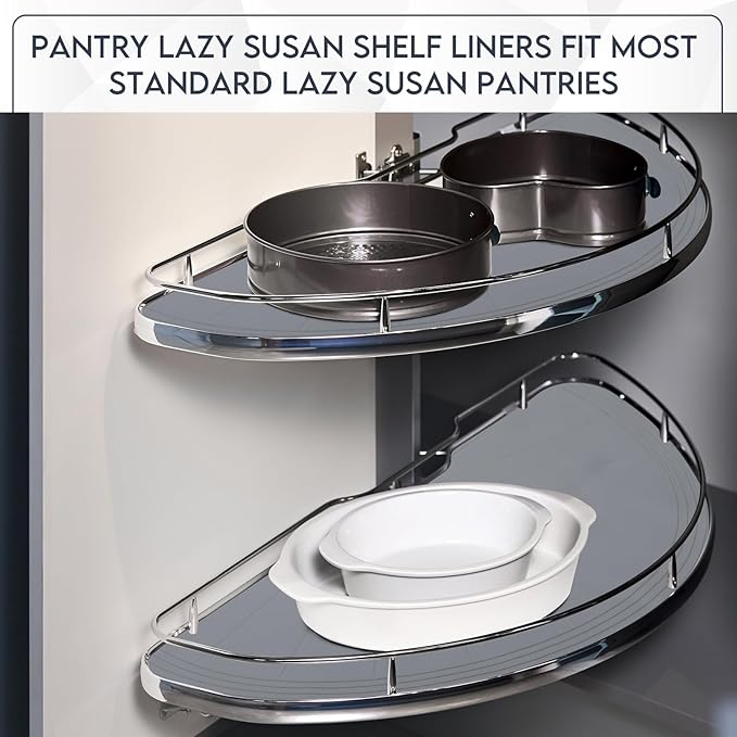 2 Pack 26 Inch Lazy Susan Shelf Liner Silicone Shelf Liner Non Adhesive Circle Kitchen Liners Non Slip Cabinet Liners for Drawer Refrigerator Cupboard Cabinet Organizers(Gray)