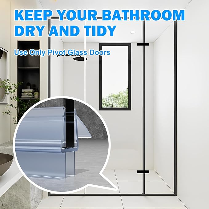 Frameless Glass Shower Door Bottom Seal Strip, Compatible with 3/8" Glass, 36" Shower Door Sweep to Prevent Leaks and Create a Water Barrier,Clear Vinyl Door Seal Strip