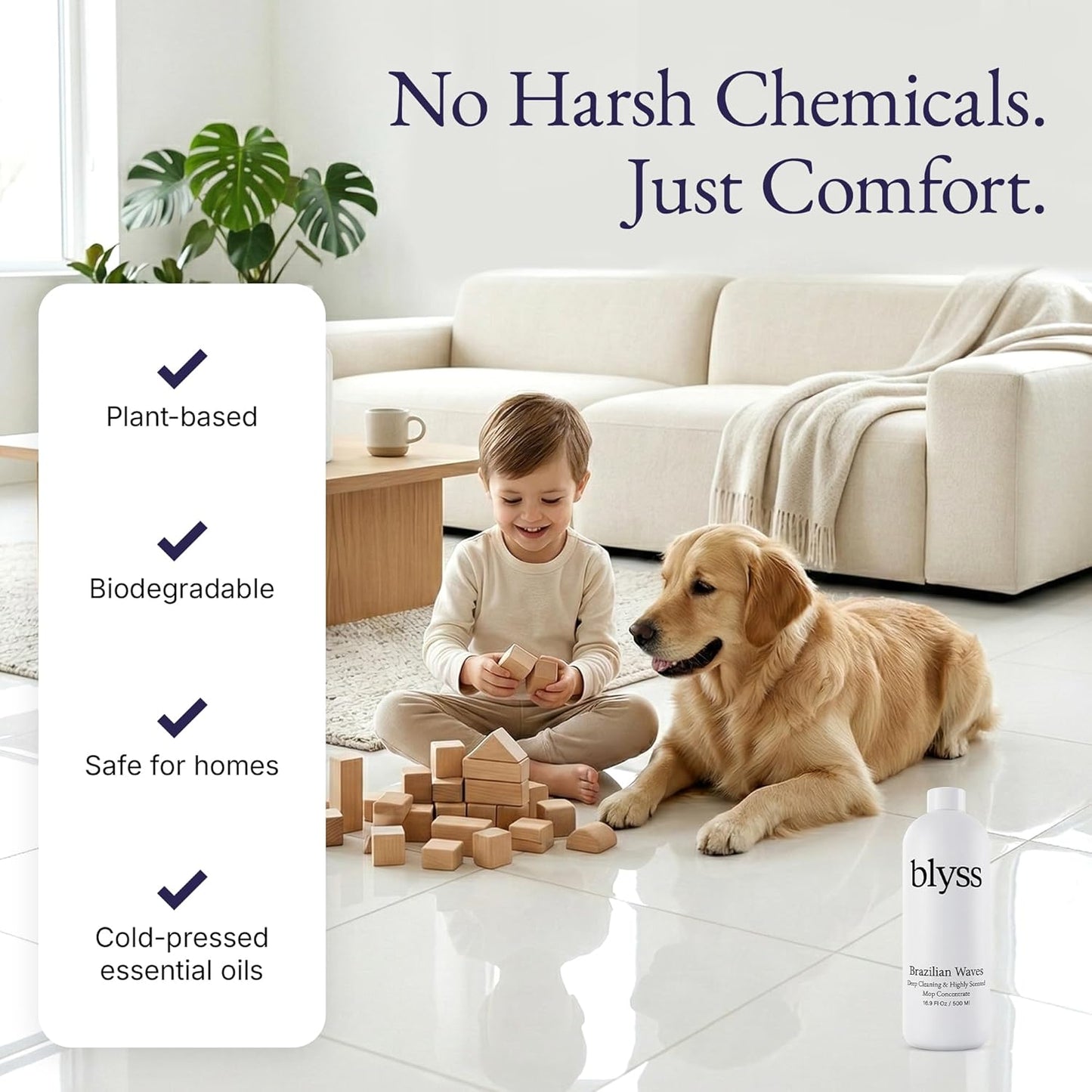 Blyss Mop Soap Brazilian Waves – Plant-Based Floor Cleaner, Streak-Free & Odor-Eliminating