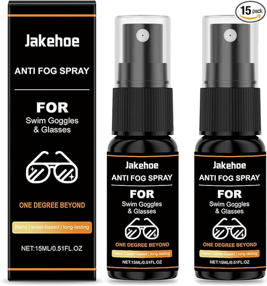 2-Pack Anti-Fog Spray for Glasses & Swim Goggles – Long-Lasting Nano Water-Based Formula – Safe for Coated Lenses – Quick-Drying, No Residue – 15ml Travel Size (0.51 fl oz Each)