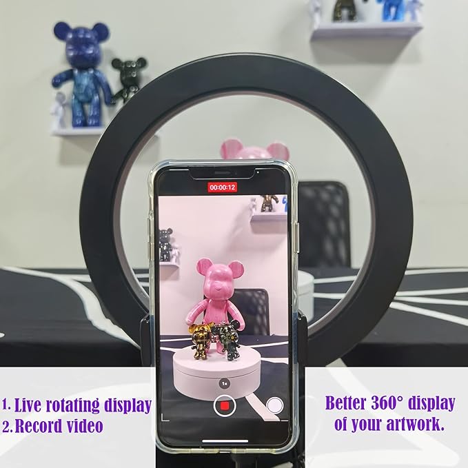 YVV Motorized Rotating Display Stand, Turner for Tumblers with Adjustable Speed Roller, 360° Automatic Mute Spin Turntable Photography Display, Tumbler Spinner Products and Show Electric Tumbler Stand