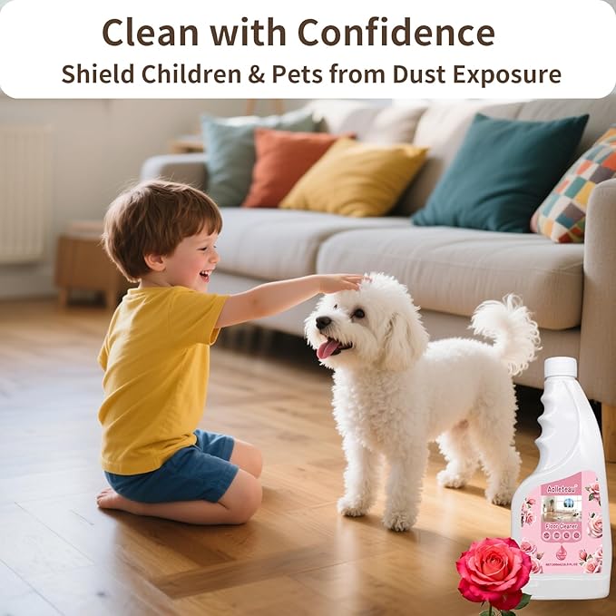 Robot Mop Cleaning Solution Concentrate Compatible with Robot Vacuums, Wet Dry Vacuums for Roborock, Roomba, Tineco, Dreame, Narwal, Shark, Bissell Mops, 33.8 FL.oz, Dilution Ratio 1:200, Rose