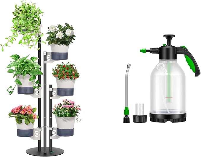 VIVOSUN Metal Plant Stand and 70oz Pump Sprayer, Portable Water Spray Bottle for Spraying Plants, Flowers, Weeds and Cleaning, Hand Pump with Side Filling Port