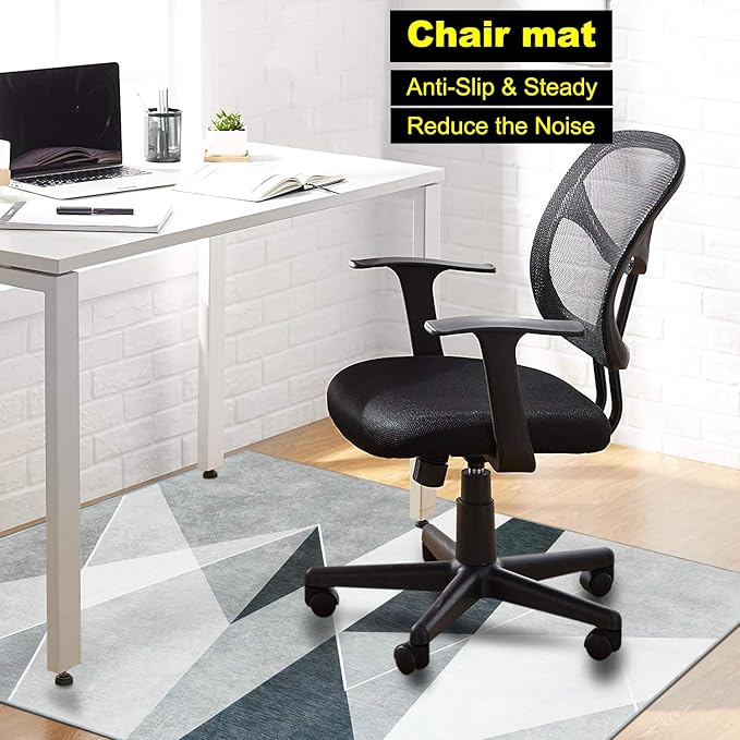 Office Chair Mat for Hardwood Floor & Low-Pile Carpet, 60"*48" Highly Premium Quality Under Desk Mat 3.86lbs Anti-Slip Rolling Chair Mat for Carpet/Laminate Floor Black White