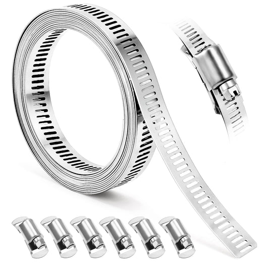Homanu Hose Clamps Stainless Steel DIY 8.5 FT Metal Strap - Image 1