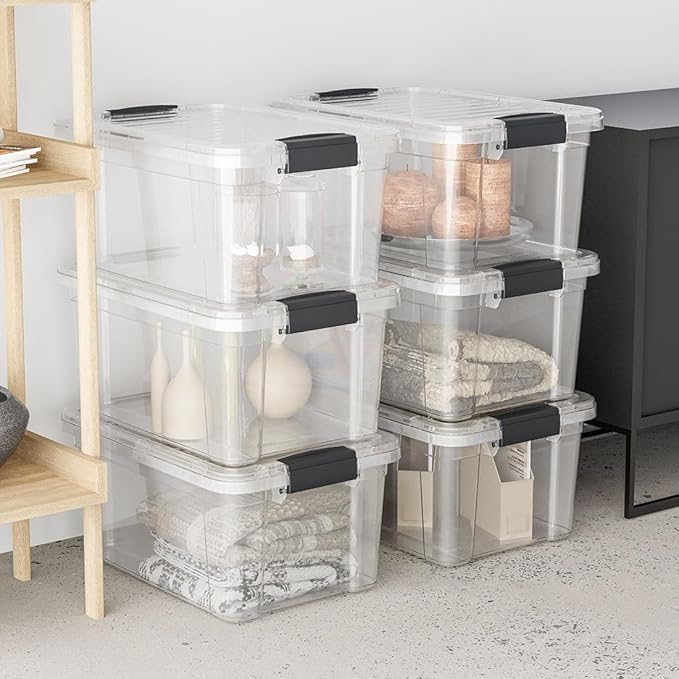 Superio Clear Storage Container with Lid, 16 Quart Plastic Bin for organization, Non-Toxic, BPA Free, Odor-Free, Stackable Latch Box organizer for Home, Dorm, Classroom, Garage, Closet (16 Quart)