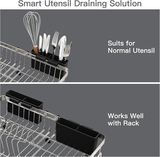 MAJALiS Small Expandable Over The Sink Dish Drying Rack Drainer In Stainless Steel Metal For Kitchen, Counter Space Saving Compact Plate Dryer Strainer Adjustable Hanging Inside Sink Wire Drain Holder