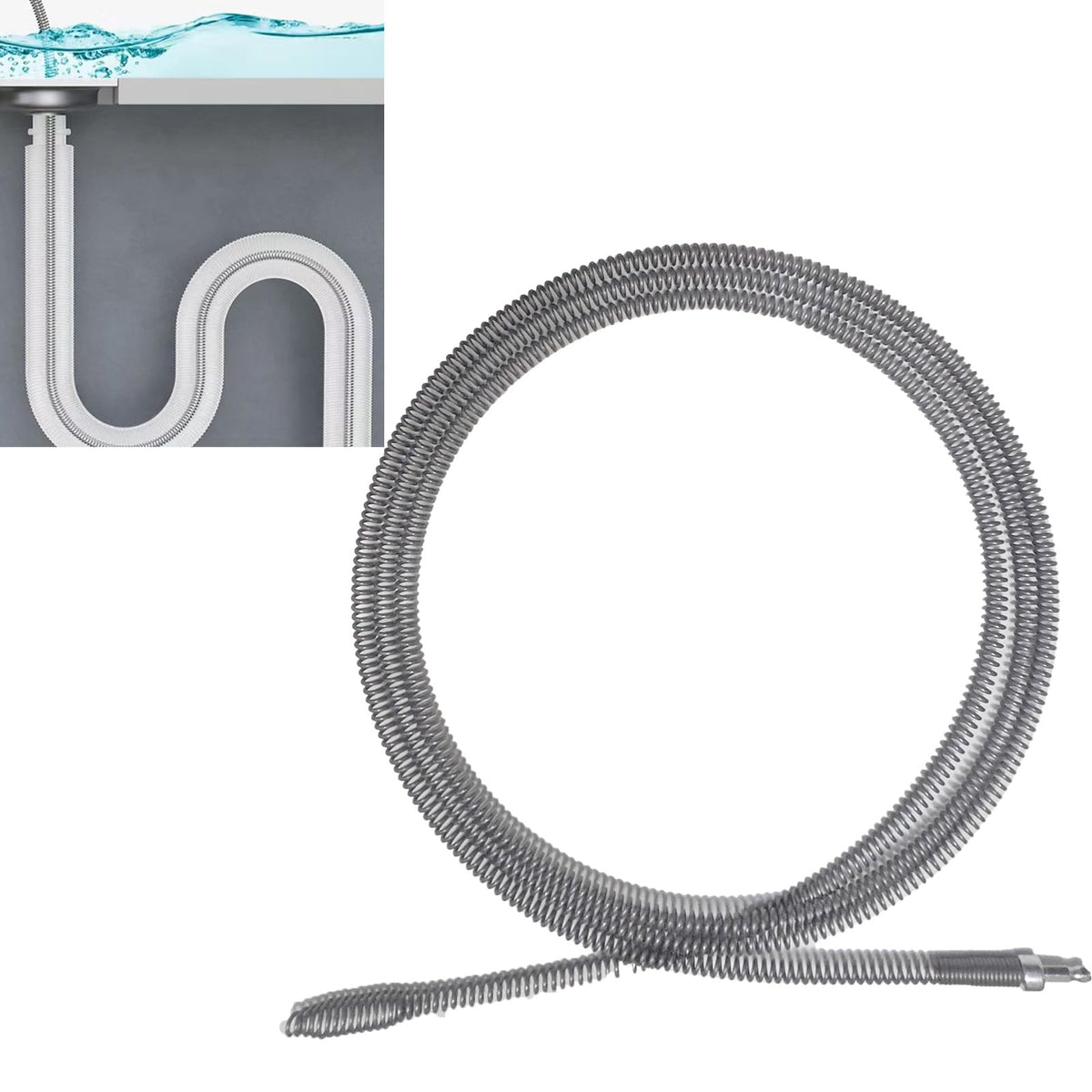Drain Clog Remover, Metal Drain Hair Removal Tool,1 Pcs 78.7 Inch - Image 1