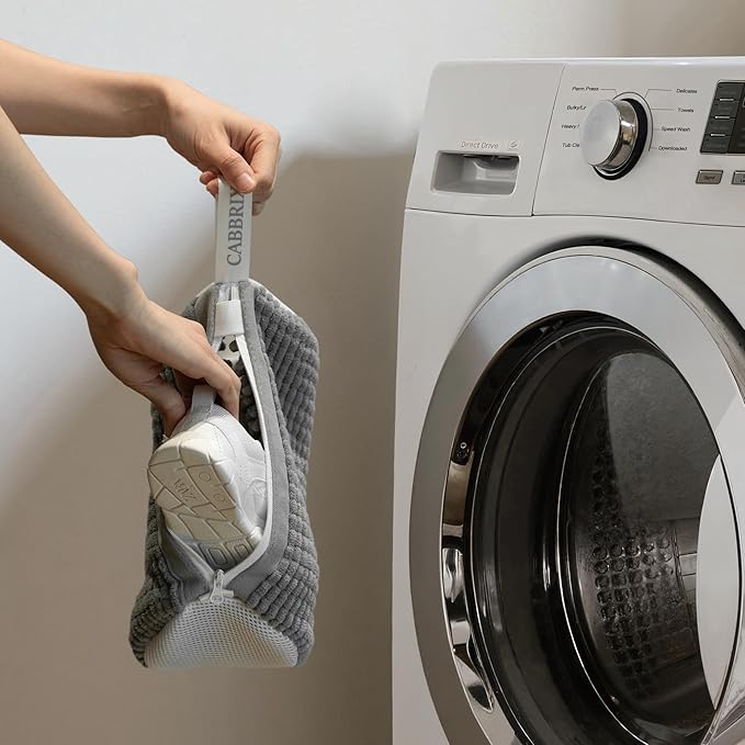 Shoe Washing Machine Bag, 2pcs Cabbirx Laundry Shoe Bag for Washer and Dryer Reusable, 360° Deep Cleaning With Durable Zipper, Washer Balls Include, Small Size for Kids (Gray, Kids)