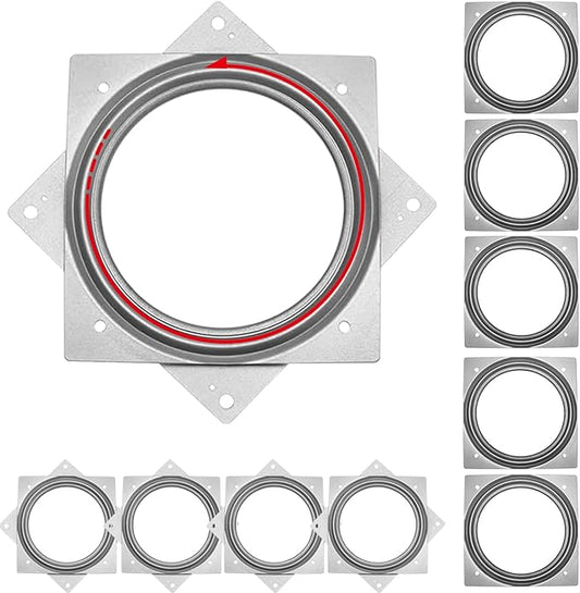 10 Pack Square Rotating Plate 500 lbs Capacity 6 Inch Lazy Susan Turntable Hardware Square Plate Bearings Swivel Plates for Serving Trays, 360° Chair, Cabinet, Craft Project