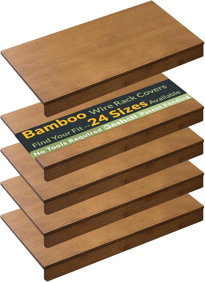 Wire Shelf Covers, Bamboo Wire Rack Covers for Pantry, Closet (4pcs, 36" W x 12" D)