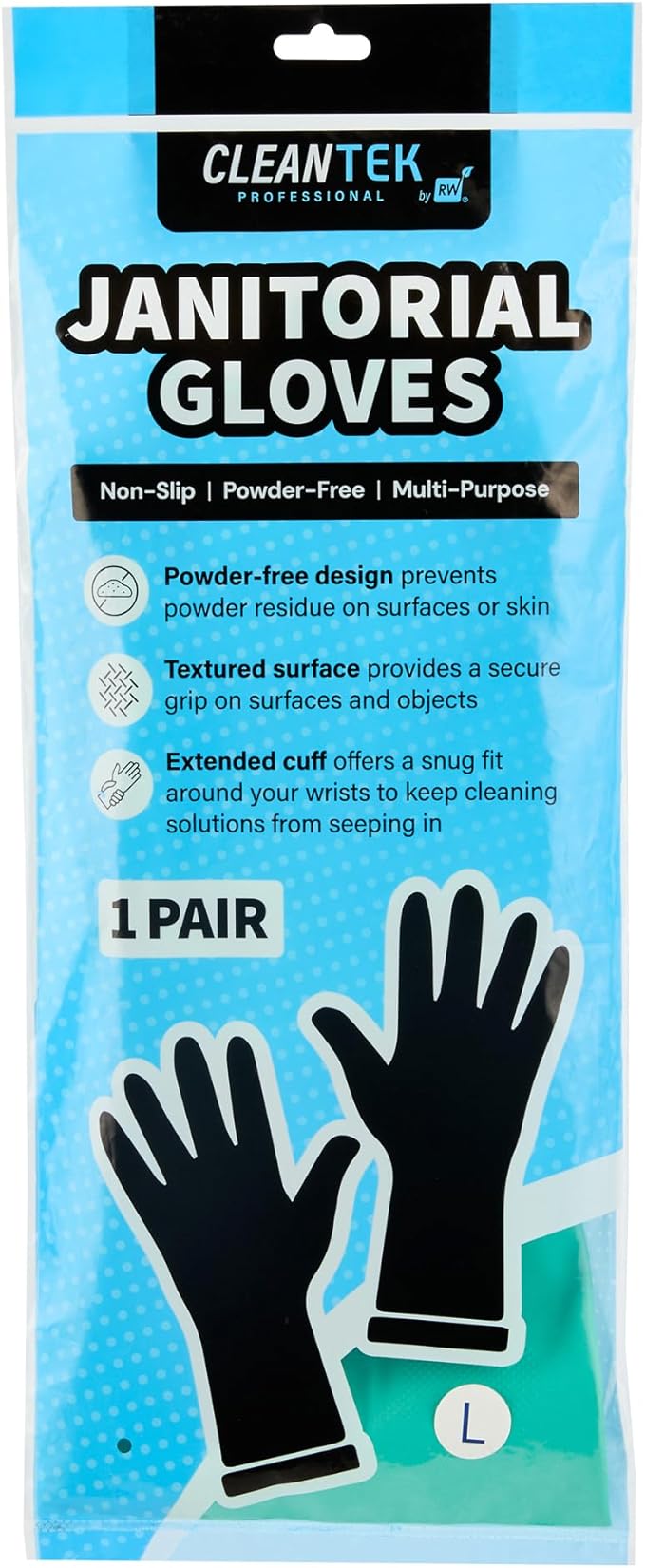 Restaurantware Green Cleaning Gloves 10 Pairs 15 Mil Thick Large Heavy-Duty Nitrile Gloves With Long Cuff No-Latex Flock Lining For Use In Hospitals, Laboratories, Kitchens and Households