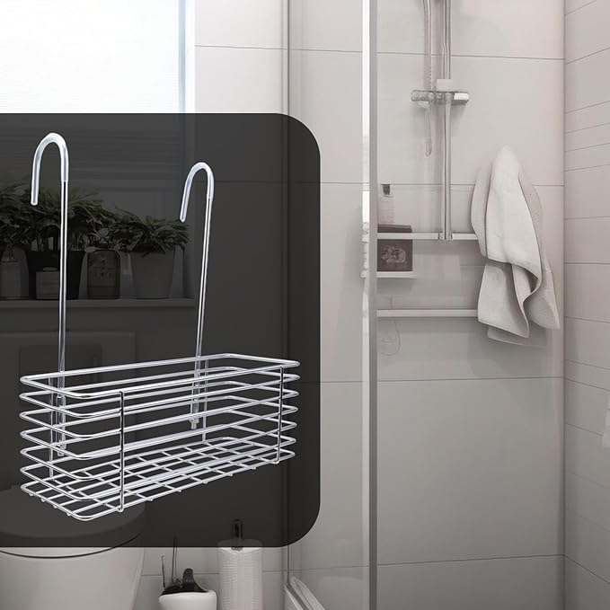 Shower Caddy 1Set Shower Shelf Stainless Steel Hanging No Drilling Bathroom Organizers and Storage for Apartment, Bathroom, Kitchen(Silver)