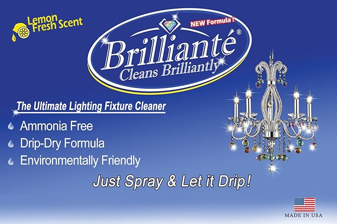 BRILLIANTÉ Crystal Chandelier Cleaner 1 Gallon Refill Environmentally Safe, Ammonia-free, Drip-dry Formula, By CrystalPlace