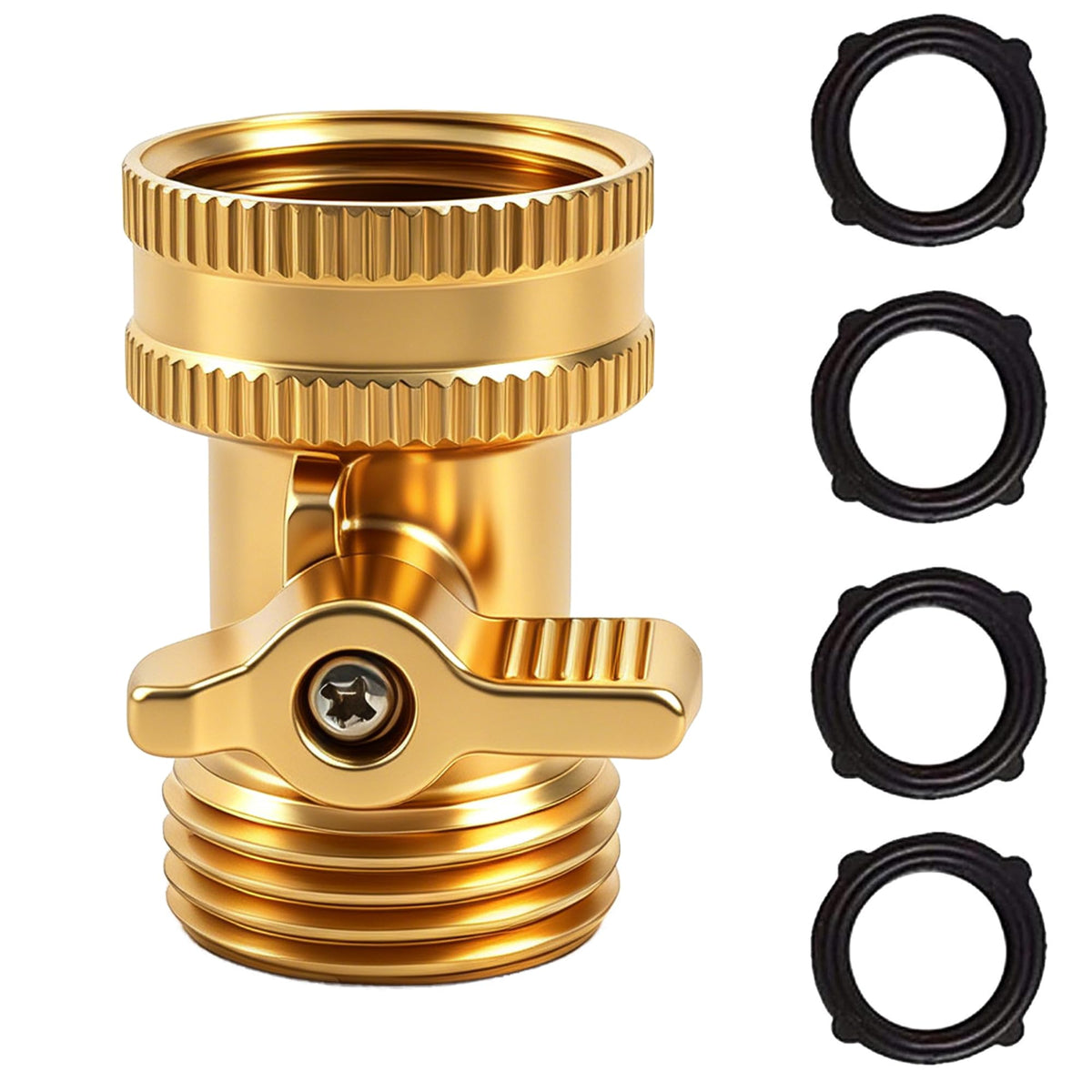 Brass Garden Hose Shut Off Valve, Heavy Duty 3/4 Inch Solid Brass - Image 1