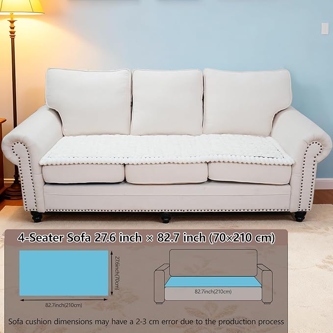 Waterproof Couch Cover for Dogs Washable,Non Slip Fuzzy Durable Couch Covers for 3 Cushion Sofa Pet Friendly Sofa Cover Dog Thick Soft Slipcovers Protector Couches Mat Bed (Beige, 27.6" x 82.7")