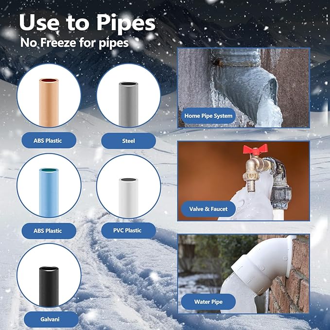 110FT（3FT-200FT） Pipe Heating Cable for Pipe Freeze Protection, Heat Cable for Water Pipes(Metal and Plastic), Pipe Heat Tape Keeps Water Flowing at -40°F 5w/ft, 120V Plumbing fixture