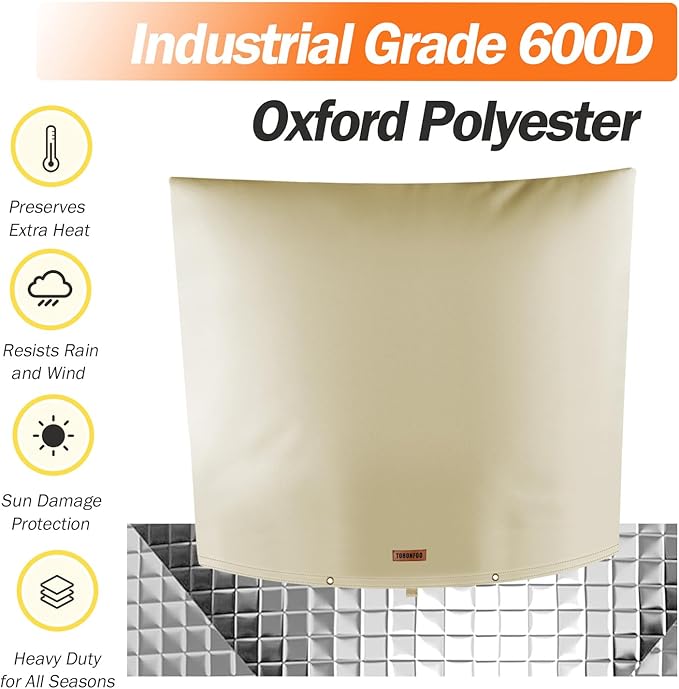 Backflow Preventer Pipe Insulation Cover (5°F) - Irrigation Sprinkler Valve Insulated Pouch - Water Well Pump Cover - Sturdy 5 Layers for Winter Freeze Protection, 50" W x 40" H, Beige