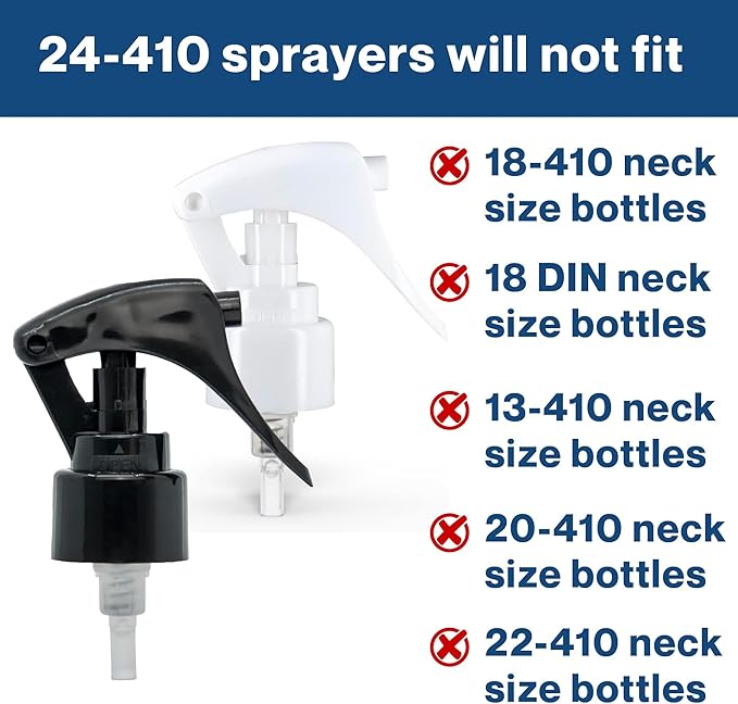 uh*Roh*Muh 24/410 Mini Trigger Sprayer (Pack of 25) Black - Smooth Skirt Design, Easy Fit, Adjustable Spray Nozzle - Perfect for DIY, Home, and Garden Use
