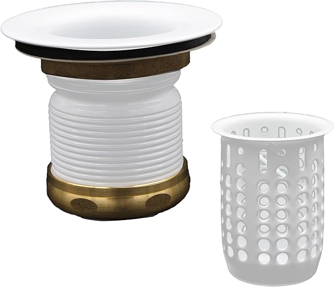 Westbrass Junior Basket Style Bar Sink Strainer, Powder Coat White, D218-50