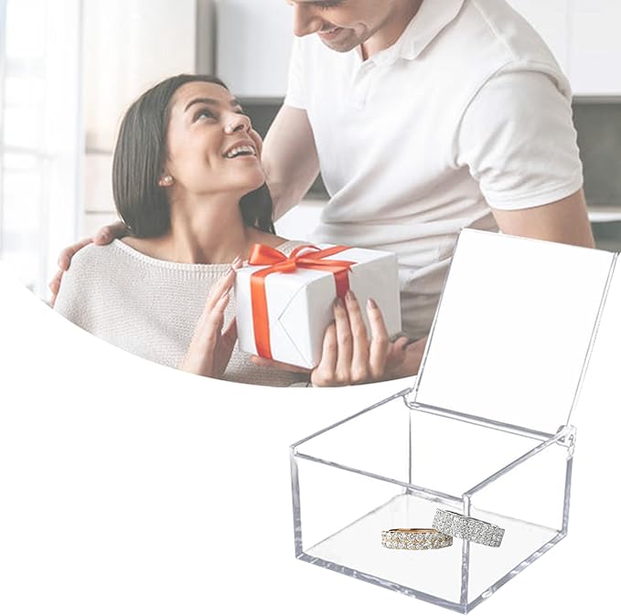 Clear Box with Hinged Lid, Countertop Acrylic Storage Box Holder Transparent Dust-Proof Mask Storage Case Container for Home Office Car, Clear