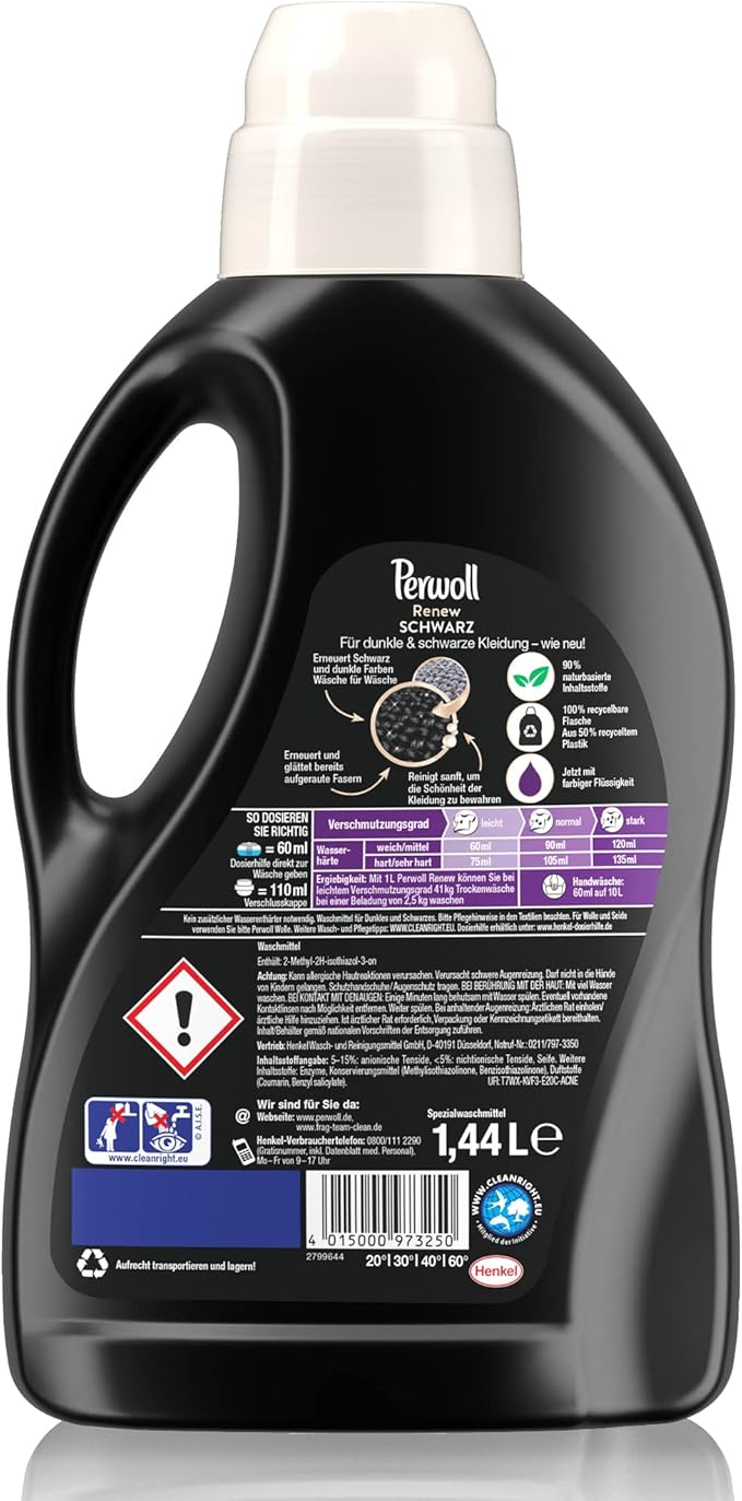 Perwoll Renew Liquid Detergent - For Black And Darks - 24 Loads (1.4L)