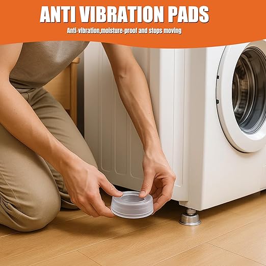 Anti Vibration Pads for Washing Machine – Transparent Anti Vibration Pads for Washing Machine and Dryer – Eco-Friendly Vibration Dampening Rubber Mat & Washer Stabilizer Feet (4-Pack)