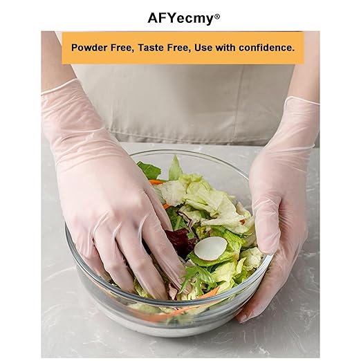 Clear Vinyl Gloves, Powder-Free & Latex-Free, Disposable Clear Gloves, Cleaning Gloves,5 Mil, 100 Count, X-Large