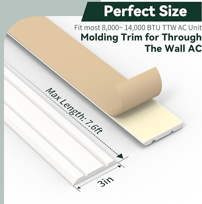 Flehomo Through The Wall AC Trim, Adhesive Trim for Through The Wall Air Conditioner Units, Foam Sealer Gap Trim, Windproof & Nice Appearance