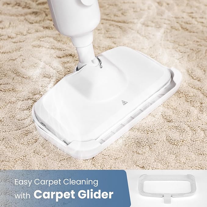 DUMOS Steam Mop for Floor Cleaning, Detachable Handheld Steam Cleaner, Suitable for All Floors Like Tiles, Hardwood, Stone, Lightweight with 2 Washable Pads,White and Gray