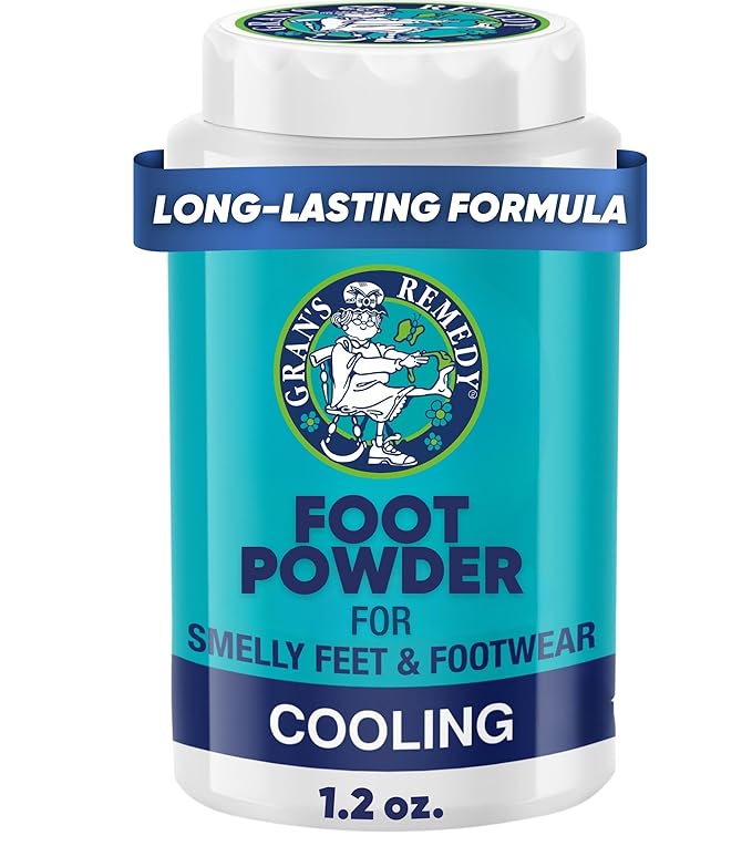 Gran's Remedy Cooling Foot and Shoe Deodorizer Powder - Effective Odor Eliminator - Moisture Absorbing Travel Size Foot Powder - Soothing Relief for Shoes and Feet
