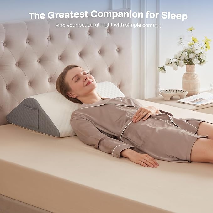 Wedge Pillow for Acid Reflux and Back Pain Relief, Snoring, Bed Wedge Pillow for Sleeping After Surgery. Triangle Pillow Wedge, Cooling Memory Foam Top
