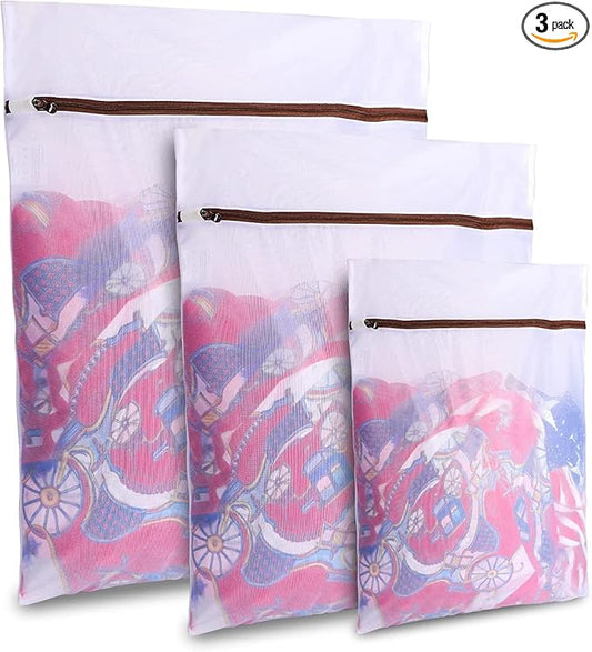 GOGOODA Mesh Laundry Bags for Delicates Durable Protective Wash Bags Travel Storage Bags for Intimates Lingerie, 3PCS (S,M,L)
