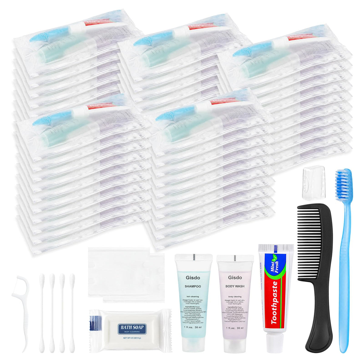 50 Sets Disposable Travel Toiletry Kit, Bulk Personal Hygiene Kit - Image 1