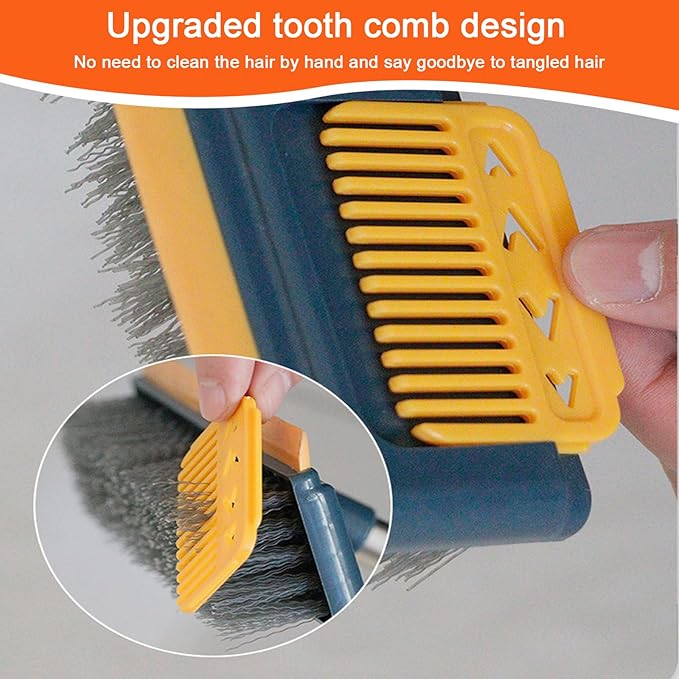 2 Pcs Grout Brush with Long Handle - Upgrade, 120°Rotation Tile Grout Cleaning Tool, V-Shape Shower Scrubber Cleaner Stiff Bristle for Cleaning Bathroom Wall, Baseboards, Tile Floors