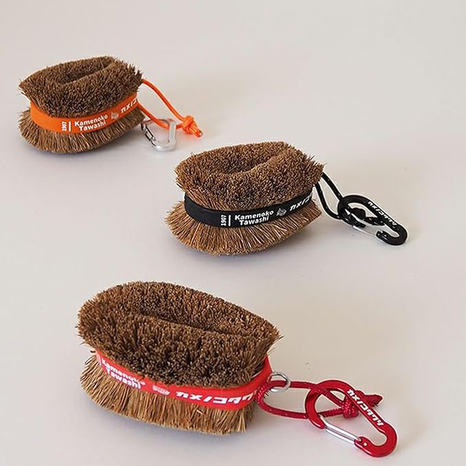 Natural Palm Tawashi OBI - Set of 2 - Red - Premium Coconut Fiber - Scrubber for Cleaning Kitchen, Bath, and Shoes - Made in Japan