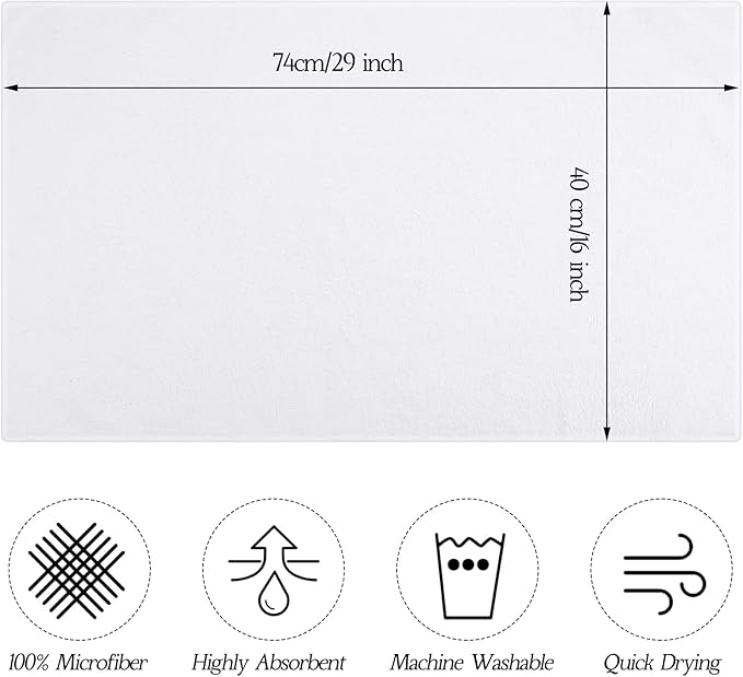 Shimeyao 40 Pack Bleach Proof Towels Microfiber Absorbent Resistant Hair Hand Towels Bulk Quick Dry for Barber Gym Bath Spa Shaving (White,16 x 29 Inch)