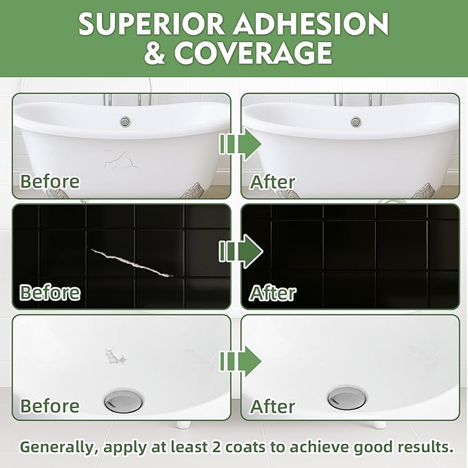 AstraVox Tub and Tile Paint, 1.5 Oz Bathtub Touch Up Paint Pen for Countertops, Porcelain, Sink, Ceramic Tile, Strong Adhesion & Waterproof & Quick Dry, for Repairing Scratches, Spots and Chips (Black)