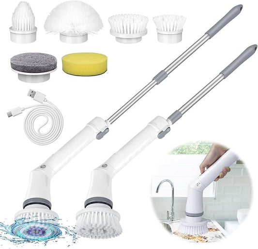 Electric Spin Scrubber Cordless Cleaning Brush, 2 Speed Shower Power Scrubbers for Cleaning Tub Tile, Spin Brush Cleaning for Bathroom Long Handle