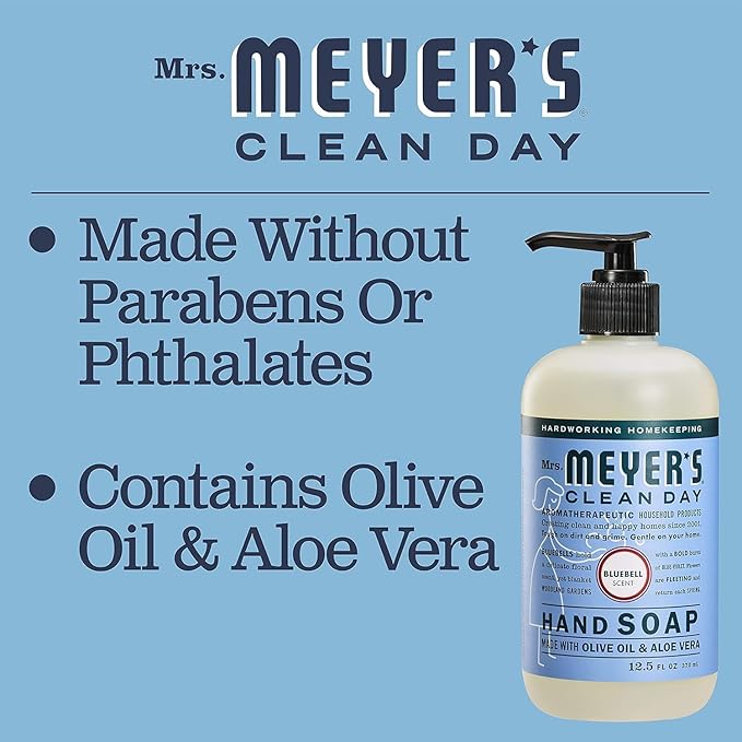 Mrs. MEYER'S CLEAN DAY Variety, 2 Liquid Hand Soap 12.5 OZ, 1 Liquid Dish Soap, 16 FL OZ (Bluebell)