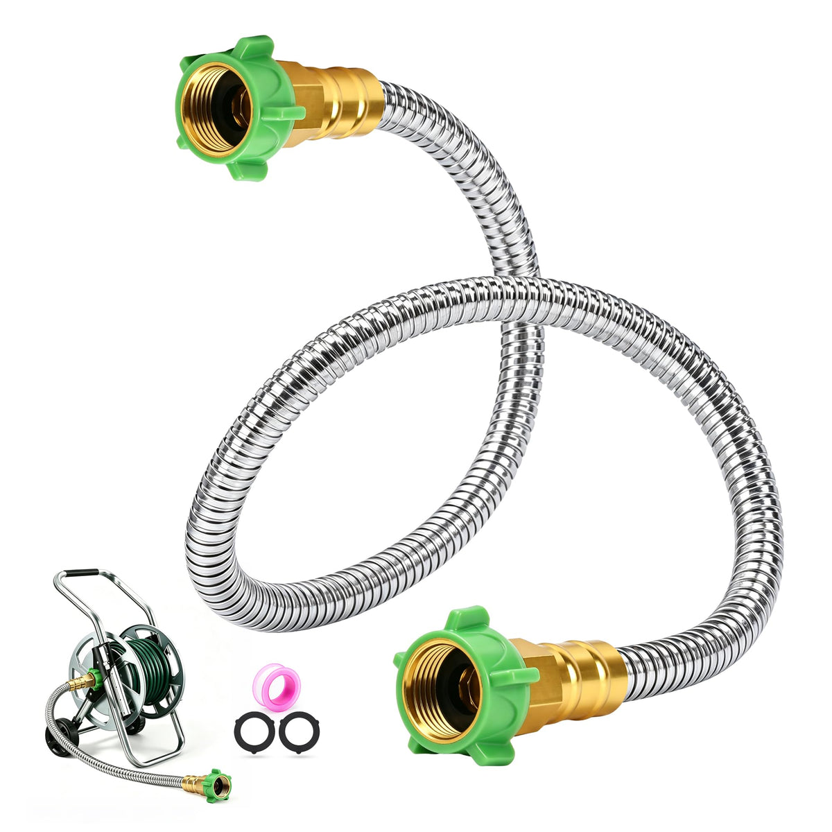 3FT Short Garden Hose Female to Female – Stainless Steel - Image 1