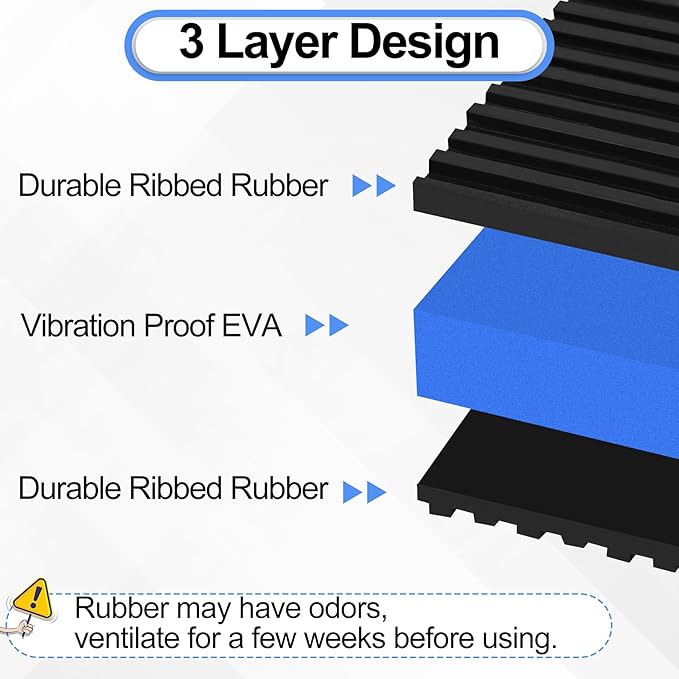 4 Pack Anti Vibration Pads for Washing Machine 6"x6"x7/8", Sound Isolation Vibrating Pad Ribbed Rubber Damping Mat EVA Center for Air Compressors, Conditioner, Treadmill, HVAC Washer Dryer