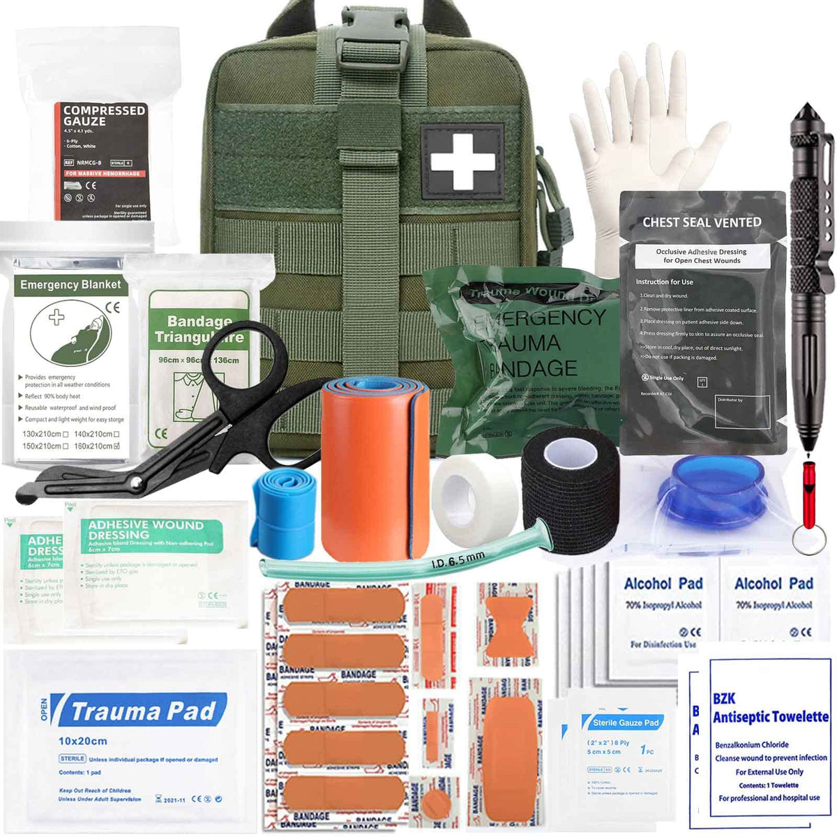 Ifak Trauma Kit, 74 Piece Upgrade Molle Refill Tactical First Aid - Image 1