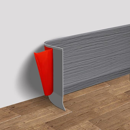 FONUNO Vinyl Wall Base Baseboard Molding Trim 4" Flexible Self Adhesive Rubber Wall Base Moulding Trim Peel and Stick Design, 4 Inch x 60 Feet, Medium Grey Wood Grain